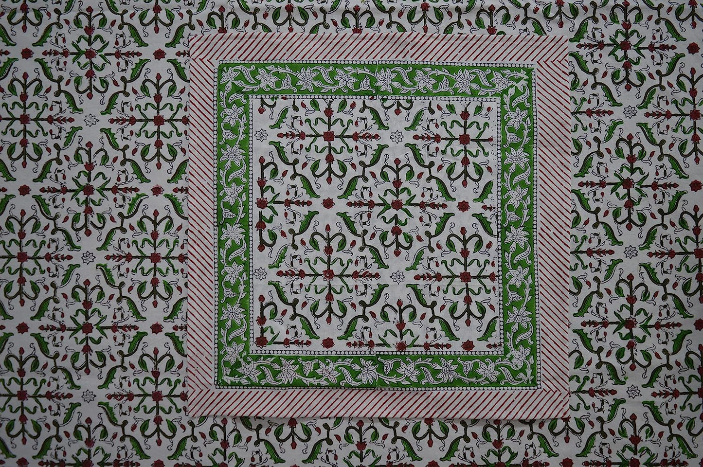 Indian Hand Block Traditional Printed Tablecloth Handmade Cotton Floral 6 Seater Tabletop Decorative for Dinning Table 60 * 90 Inches with Nepkins