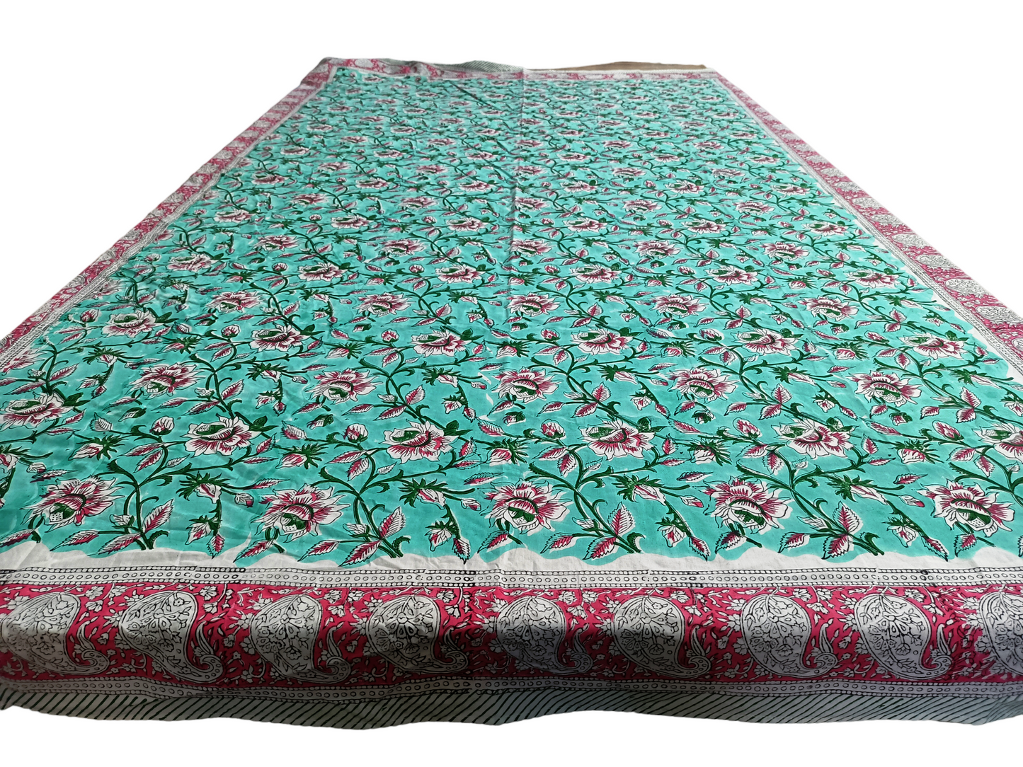 Indian Hand Block Traditional Printed Tablecloth Handmade Cotton Floral 6 Seater Tabletop Decorative for Dinning Table 60 * 90 Inches with Nepkins