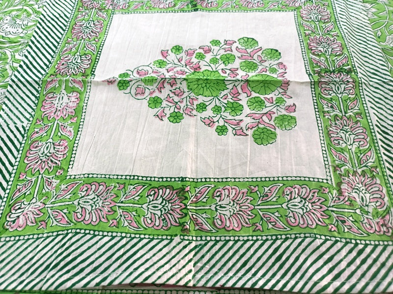 Indian Hand Block Traditional Printed Tablecloth Handmade Cotton Floral 6 Seater Tabletop Decorative for Dinning Table 60 * 90 Inches with Nepkins