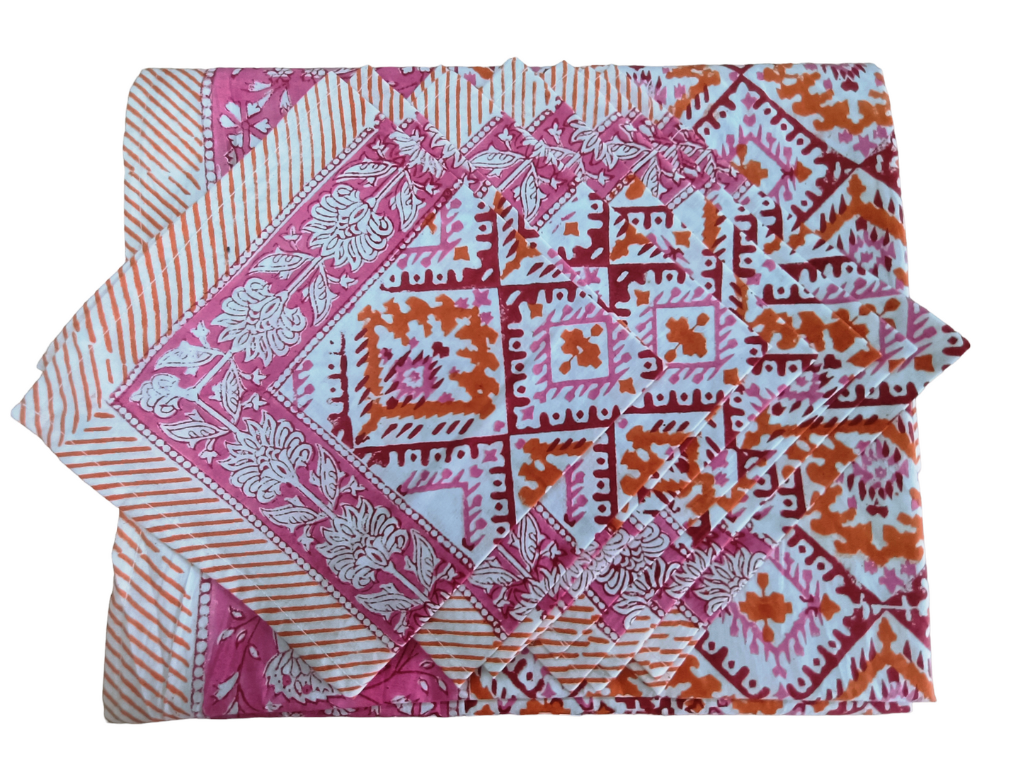 Indian Hand Block Traditional Printed Tablecloth Handmade Cotton Floral 6 Seater Tabletop Decorative for Dinning Table 60 * 90 Inches with Nepkins