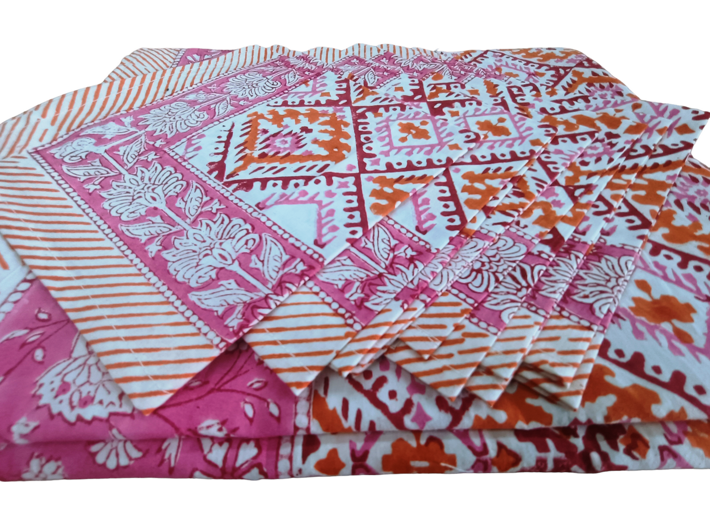 Indian Hand Block Traditional Printed Tablecloth Handmade Cotton Floral 6 Seater Tabletop Decorative for Dinning Table 60 * 90 Inches with Nepkins