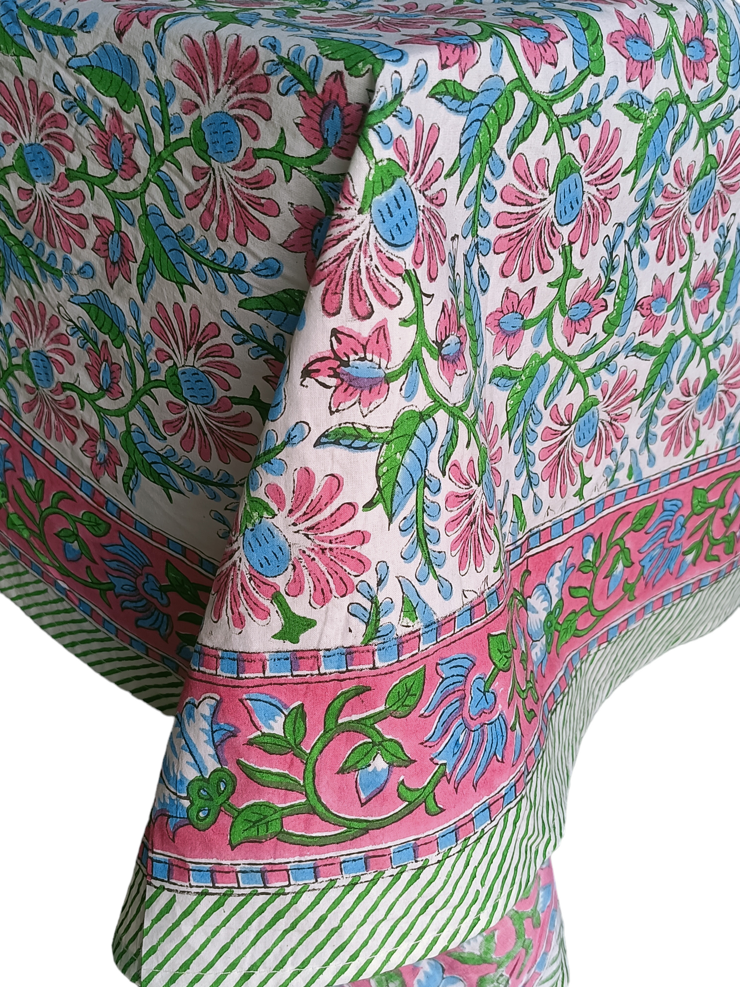 Indian Hand Block Traditional Printed Tablecloth Handmade Cotton Floral 6 Seater Tabletop Decorative for Dinning Table 60 * 90 Inches with Nepkins