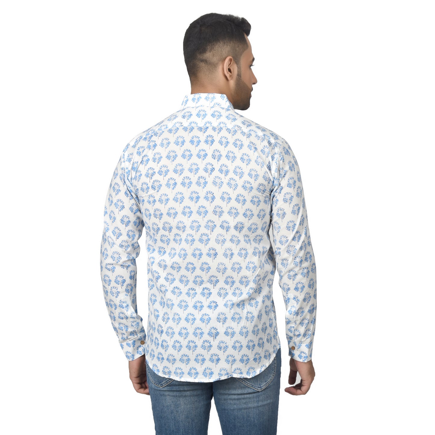 Men's Cotton Shirt Slim Fit Full Sleeves Traditional Block Printed Button Down Skin Friendly Cotton fabric Shirt