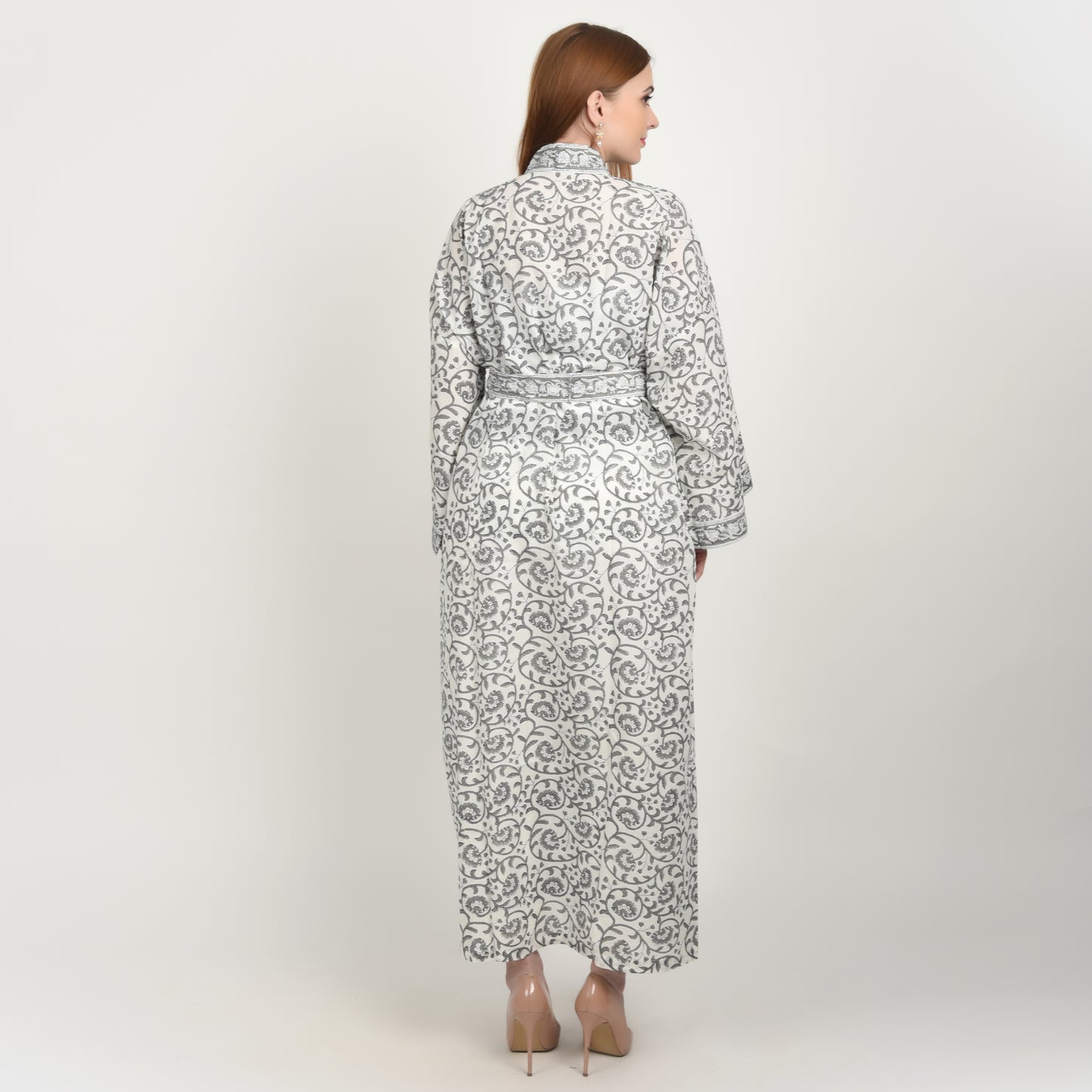 Hand Block Printed Sanganeri Jaipuri Floral Women Casual Kimono Dress Beach wear sleepwear belted dress