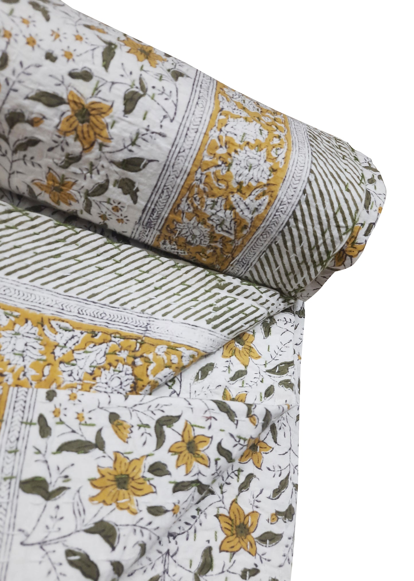 Handmade Cotton Kantha Bedspread Quilt Handmade Throw Blanket Gudari Traditional block Printed