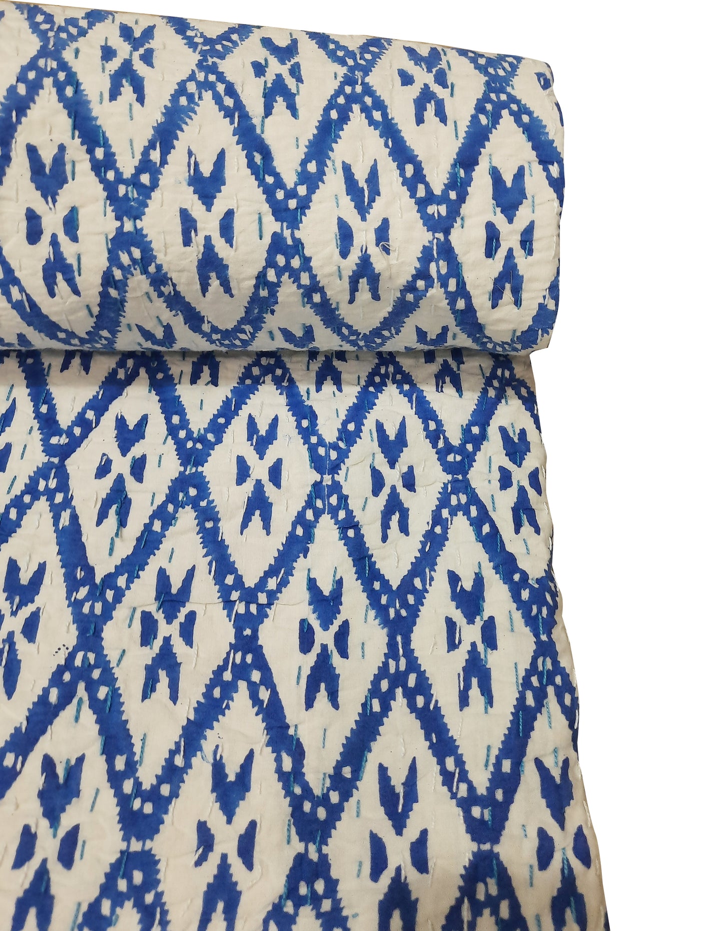 Handmade Cotton Kantha Bedspread Quilt Handmade Throw Blanket Gudari Traditional block Printed