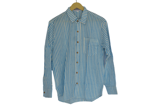 Men's Cotton Shirt Slim Fit Full Sleeves Traditional Block Printed Button Down Skin Friendly Cotton fabric Shirt