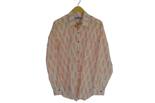 Men's Cotton Shirt Slim Fit Full Sleeves Traditional Block Printed Button Down Skin Friendly Cotton fabric Shirt