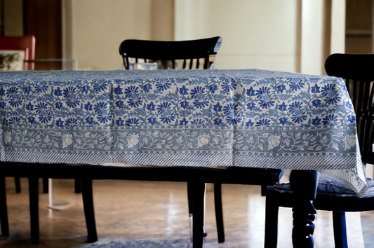 Indian Hand Block Traditional Printed Tablecloth Handmade Cotton Floral 6 Seater Tabletop Decorative for Dinning Table 60 * 90 Inches with Nepkins