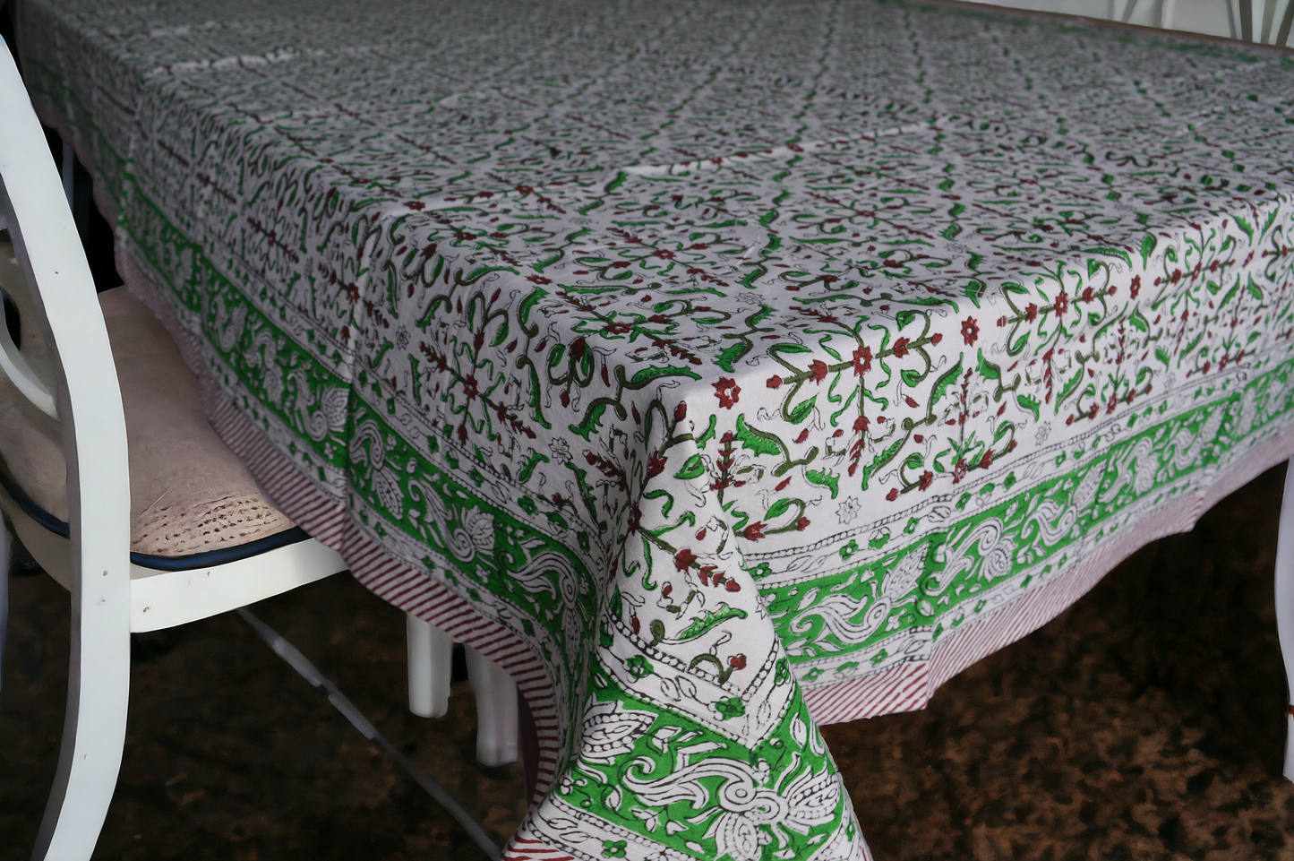 Indian Hand Block Traditional Printed Tablecloth Handmade Cotton Floral 6 Seater Tabletop Decorative for Dinning Table 60 * 90 Inches with Nepkins