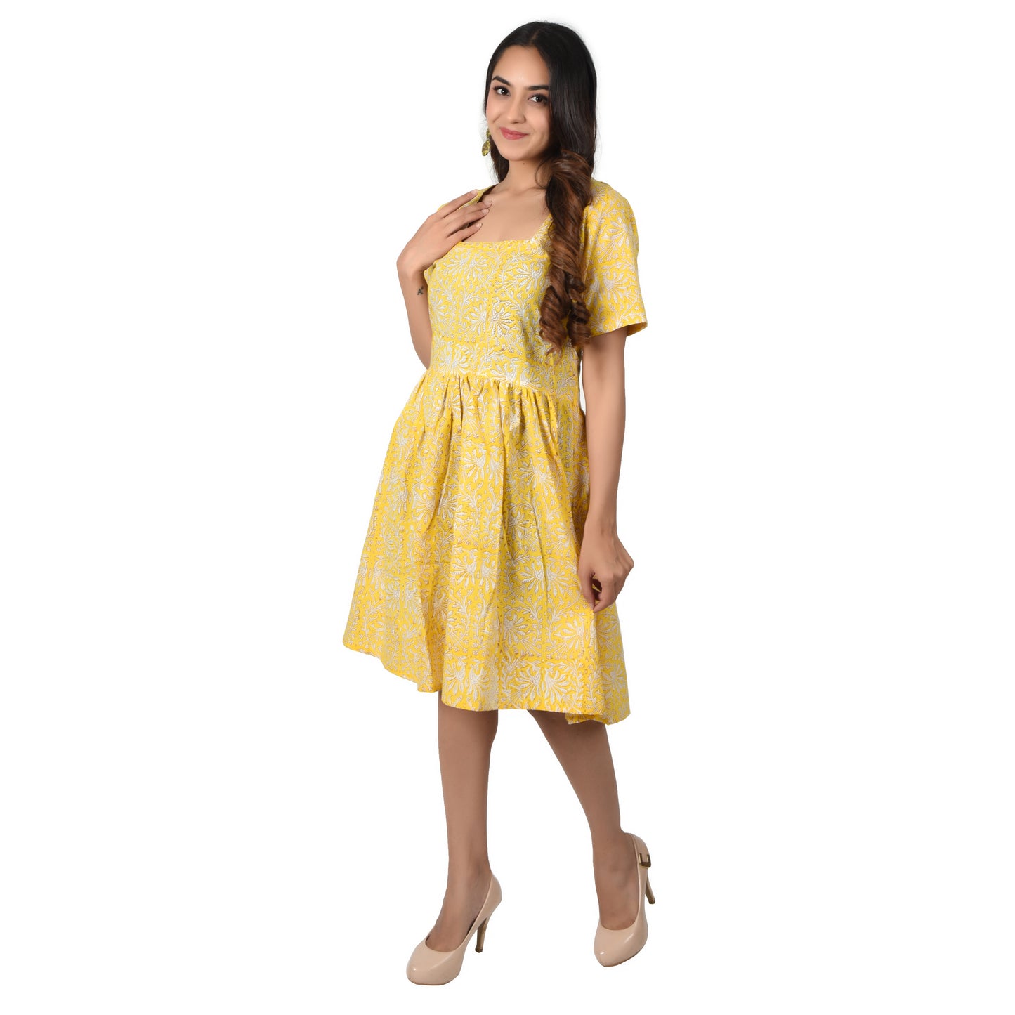 Women Midi Pannel Dress Traditional Block Printed Cotton Dress Casual Wear Summer dress