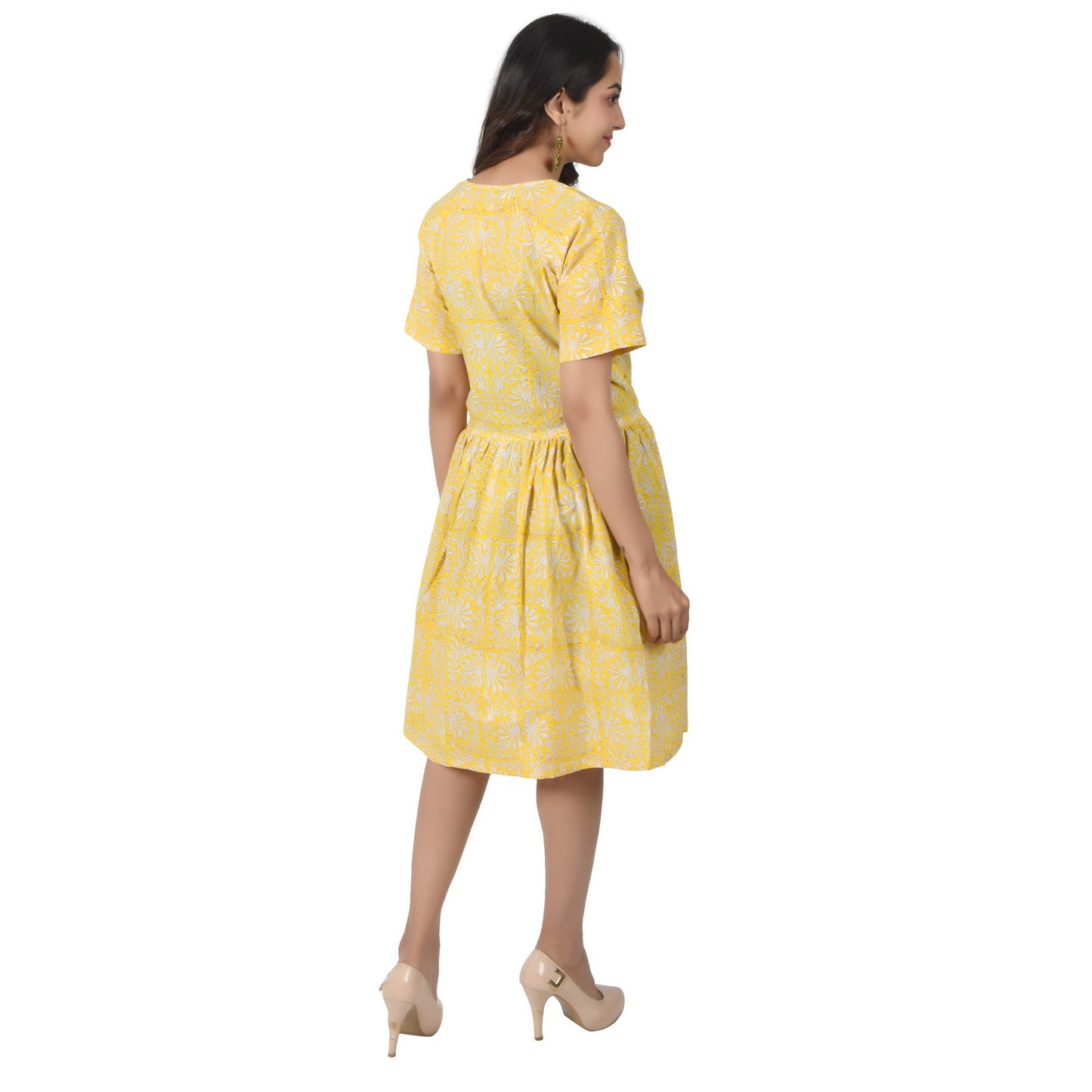 Women Midi Pannel Dress Traditional Block Printed Cotton Dress Casual Wear Summer dress