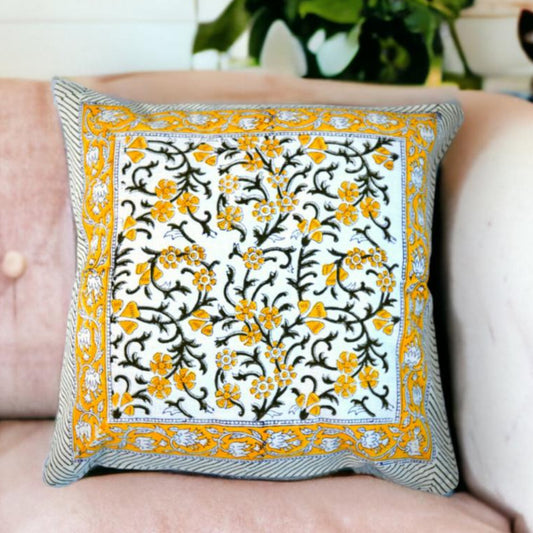 Cotton Cushion Cover Traditional Hand Block Printed Suitable for Bed Room,Living Room,Sofa Car Couch 16x16