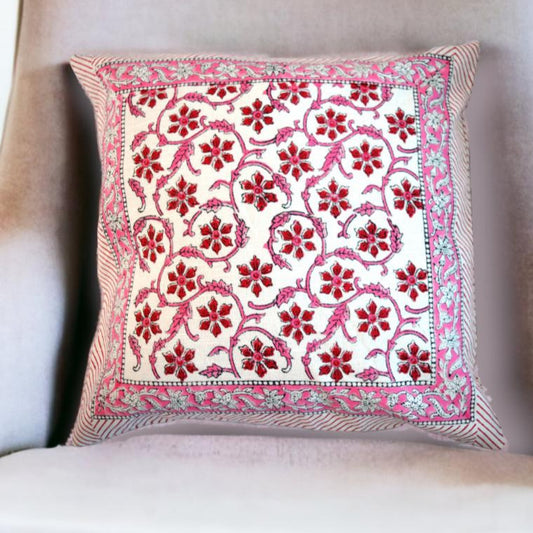 Cotton Cushion Cover Traditional Hand Block Printed Suitable for Bed Room,Living Room,Sofa Car Couch 16x16