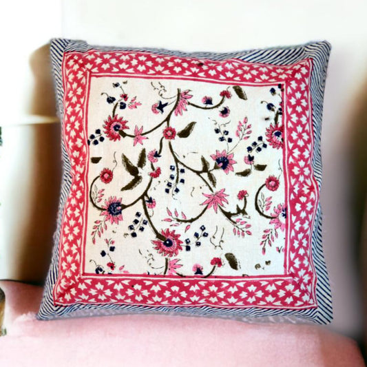 Cotton Cushion Cover Traditional Hand Block Printed Suitable for Bed Room,Living Room,Sofa Car Couch 16x16