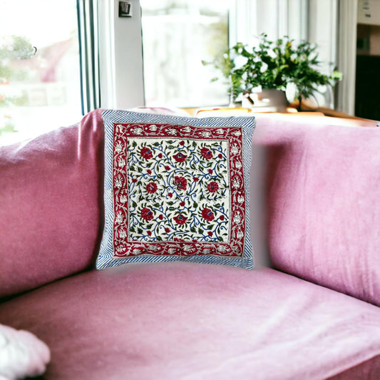 Cotton Cushion Cover Traditional Hand Block Printed Suitable for Bed Room,Living Room,Sofa Car Couch 16x16