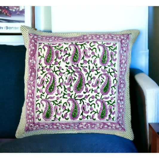 Cotton Cushion Cover Traditional Hand Block Printed Suitable for Bed Room,Living Room,Sofa Car Couch 16x16