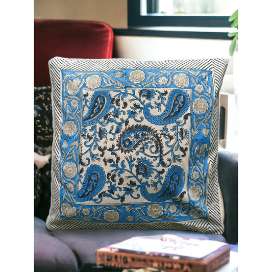 Cotton Cushion Cover Traditional Hand Block Printed Suitable for Bed Room,Living Room,Sofa Car Couch 16x16