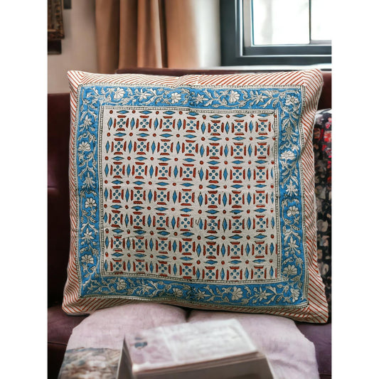Cotton Cushion Cover Traditional Hand Block Printed Suitable for Bed Room,Living Room,Sofa Car Couch 16x16