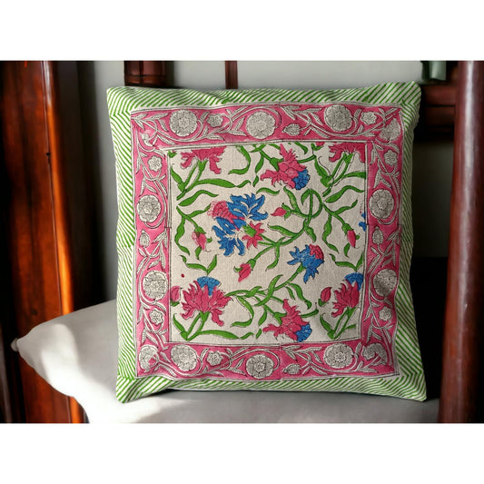 Cotton Cushion Cover Traditional Hand Block Printed Suitable for Bed Room,Living Room,Sofa Car Couch 16x16
