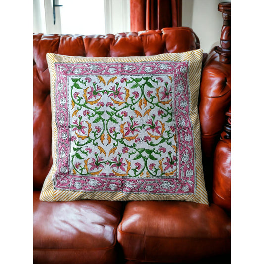 Cotton Cushion Cover Traditional Hand Block Printed Suitable for Bed Room,Living Room,Sofa Car Couch 16x16