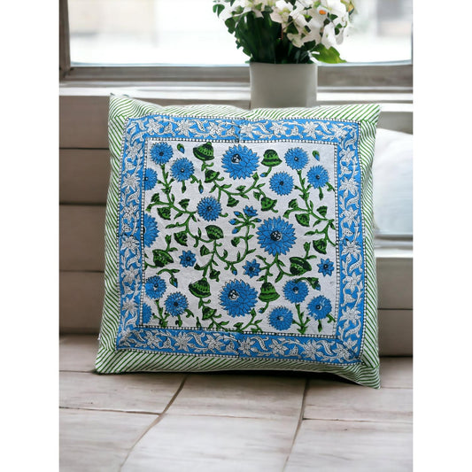 Cotton Cushion Cover Traditional Hand Block Printed Suitable for Bed Room,Living Room,Sofa Car Couch 16x16