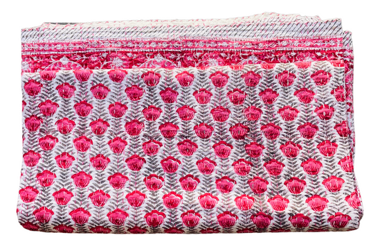 Handmade Cotton Kantha Bedspread Quilt Handmade Throw Blanket Gudari Traditional block Printed