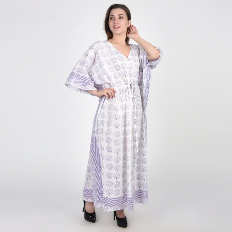 Hand Block Print Cotton Caftans For Women Free Size Vintage traditonal art Maxi gown sleepwear Night gown Kaftan dress