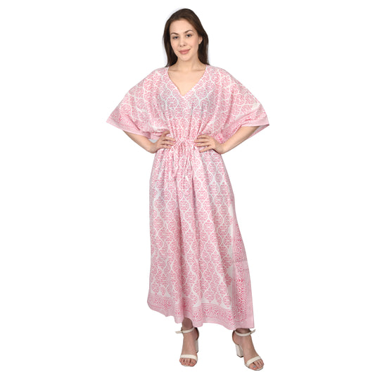 Hand Block Print Cotton Caftans For Women Free Size Vintage traditonal art Maxi gown sleepwear Night gown Kaftan dress