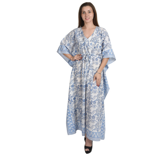 Hand Block Print Cotton Caftans For Women Free Size Vintage traditonal art Maxi gown sleepwear Night gown Kaftan dress
