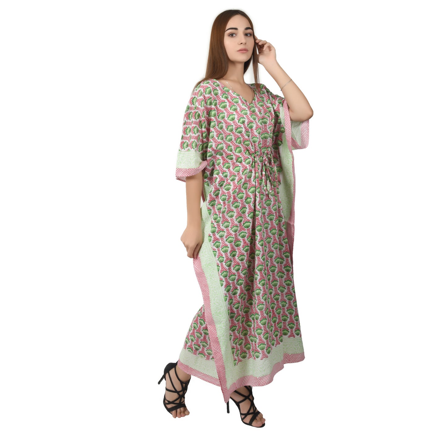 Hand Block Print Cotton Caftans For Women Free Size Vintage traditonal art Maxi gown sleepwear Night gown Kaftan dress