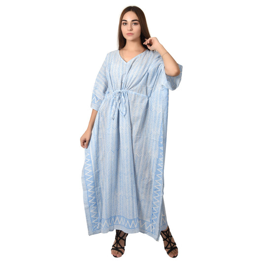 Hand Block Print Cotton Caftans For Women Free Size Vintage traditonal art Maxi gown sleepwear Night gown Kaftan dress