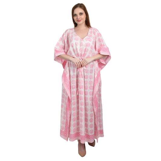 Hand Block Print Cotton Caftans For Women Free Size Vintage traditonal art Maxi gown sleepwear Night gown Kaftan dress