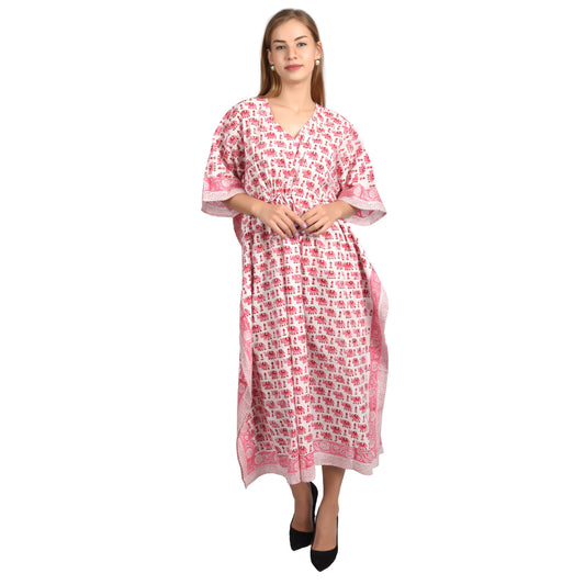 Hand Block Print Cotton Caftans For Women Free Size Vintage traditonal art Maxi gown sleepwear Night gown Kaftan dress