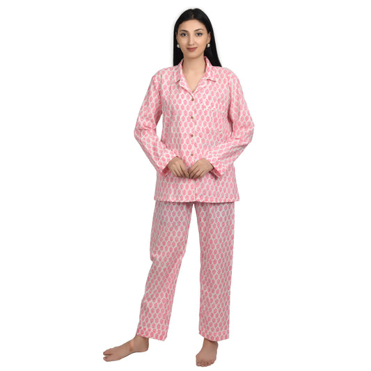 Block Print women PJ Set cotton print Night suits pajama set Traditional Color Print sleepwear set