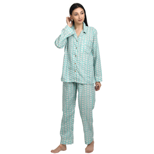 Block Print women PJ Set cotton print Night suits pajama set Traditional Color Print sleepwear set